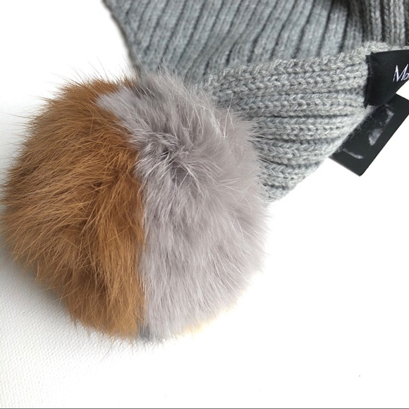 Marcus Adler Rabbit Fur Pom Pom Ribbed Scarf - Picture 8 of 8